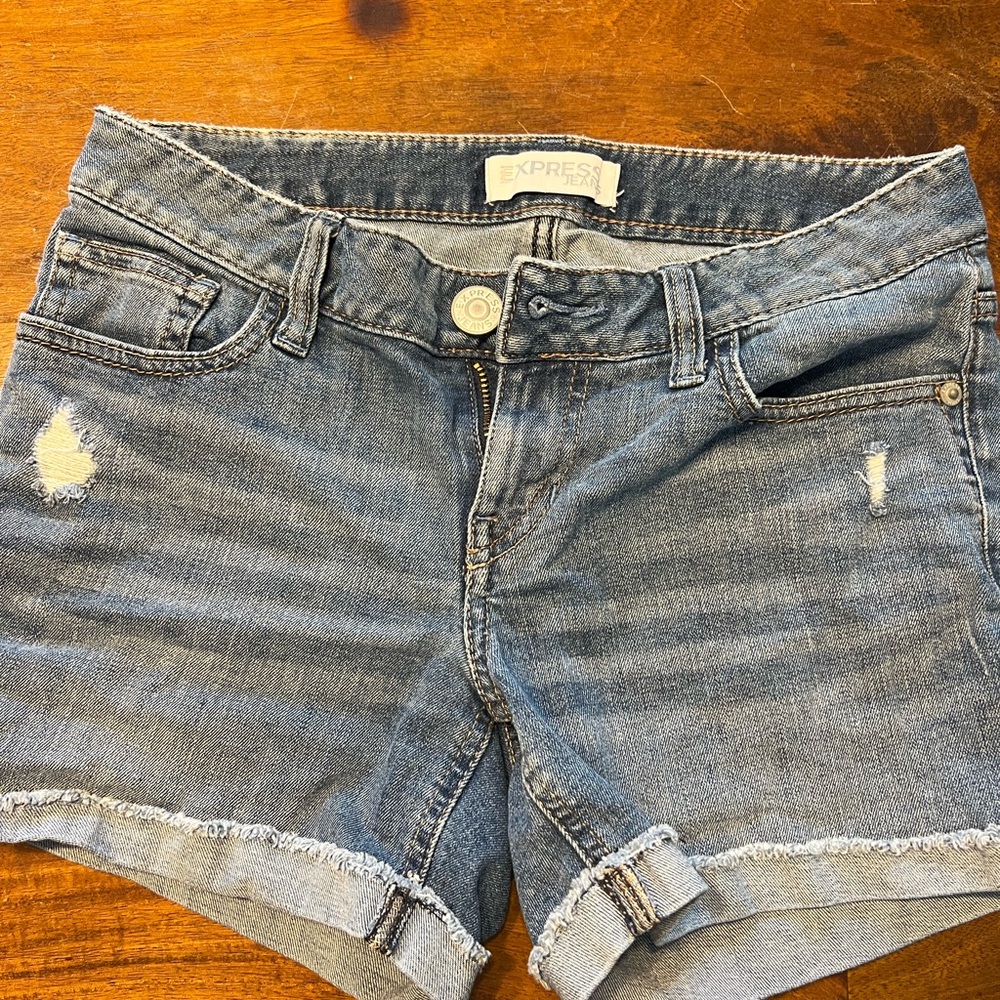 Express Women's Distressed Blue Jean Shorts